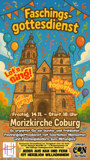 Plakat zum Faschingsgottesdienst in der Morizkirche